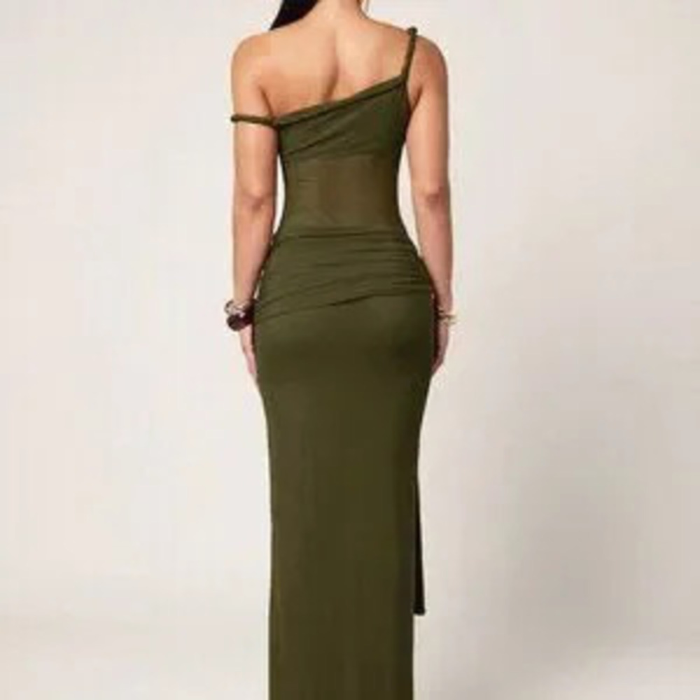 ZARA Army Green Casual Women's Party Maxi Dress